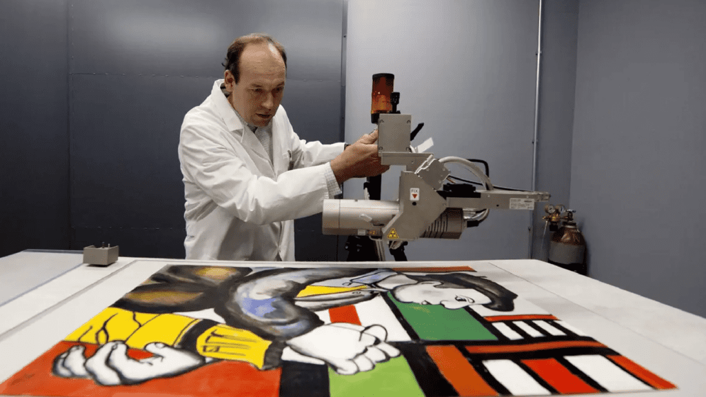 Verification of the attribution of an artwork to Fernand Léger.
Scientific analysis by the Fine Arts Expert Institute laboratory in Geneva.
© Celia Benghozi, Authentication of Artworks: Experts Facing Artificial Intelligence, July 8, 2023